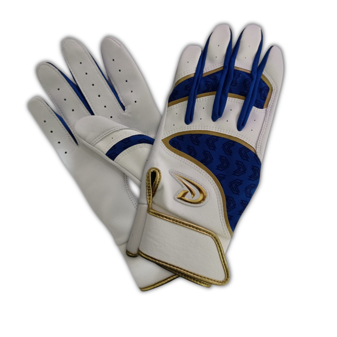 Blue and clearance gold batting gloves