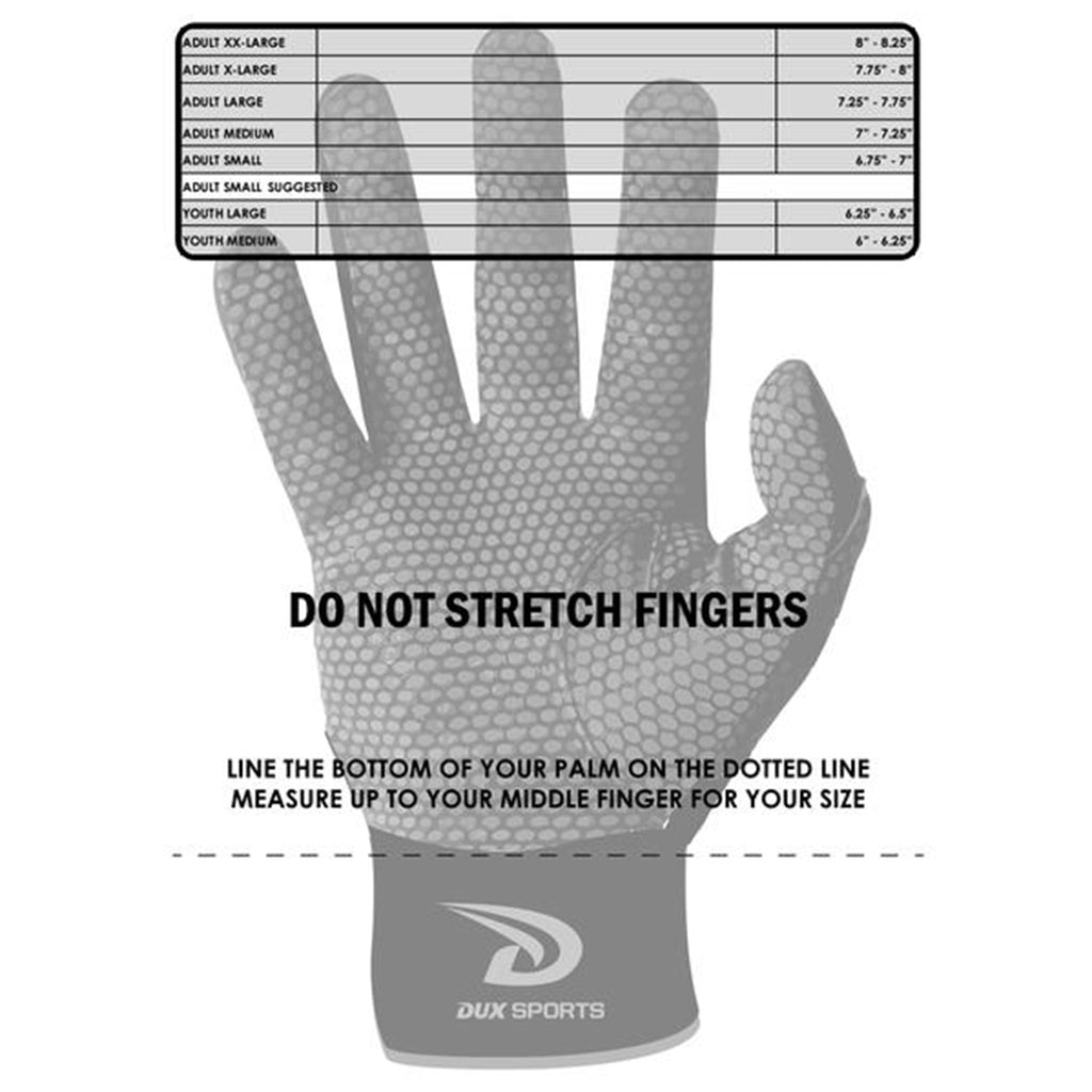 Batting Gloves Size chart Dux sports